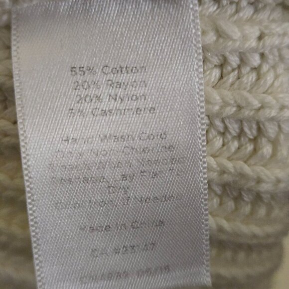 Talbots CableKnit Ivory Cashmere Cotton Cowl Neck Neutral Sweater Size XL - Picture 5 of 5